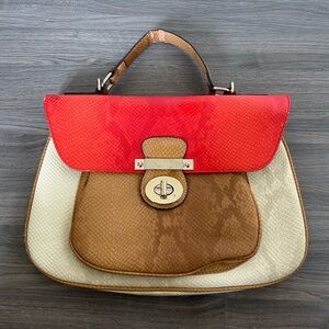 Multicoloured Snake Alligator Skin Hangbag with Double Pockets